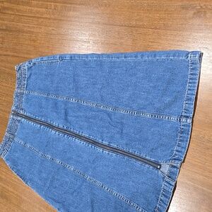 Madewell Zip-Front Jean A-Line Linen Blend Skirt